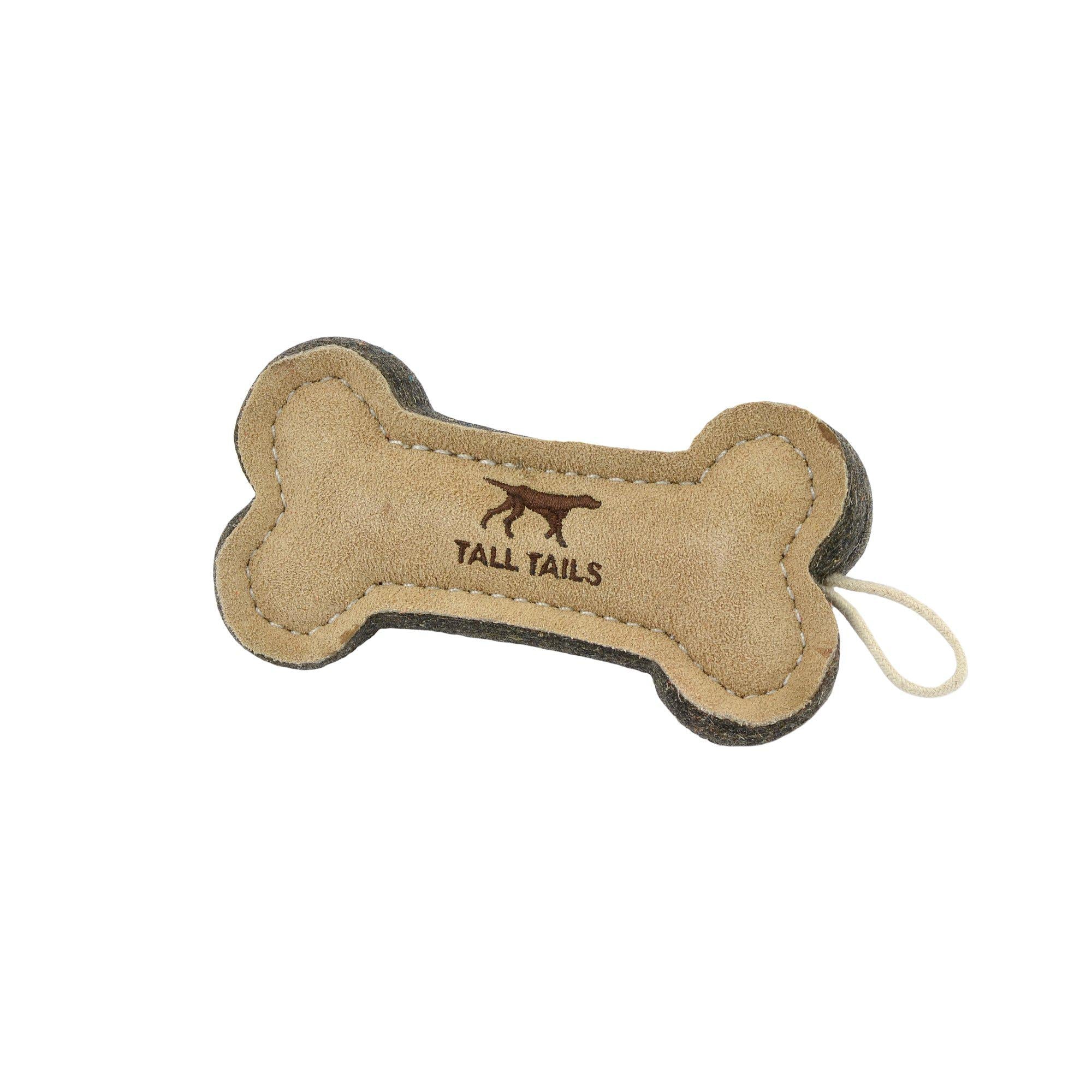 Natural Leather & Wool Bone Toy - 6