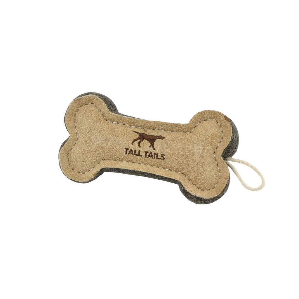 Natural Leather & Wool Bone Toy - 6
